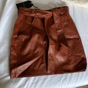 Brown leather skirt